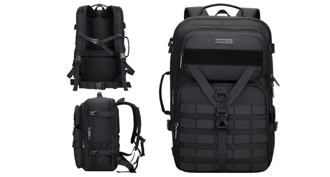 WITZMAN Carry On Travel Backpack for Men Women Large Convertible 45L Nylon Duffle Luggage Bag