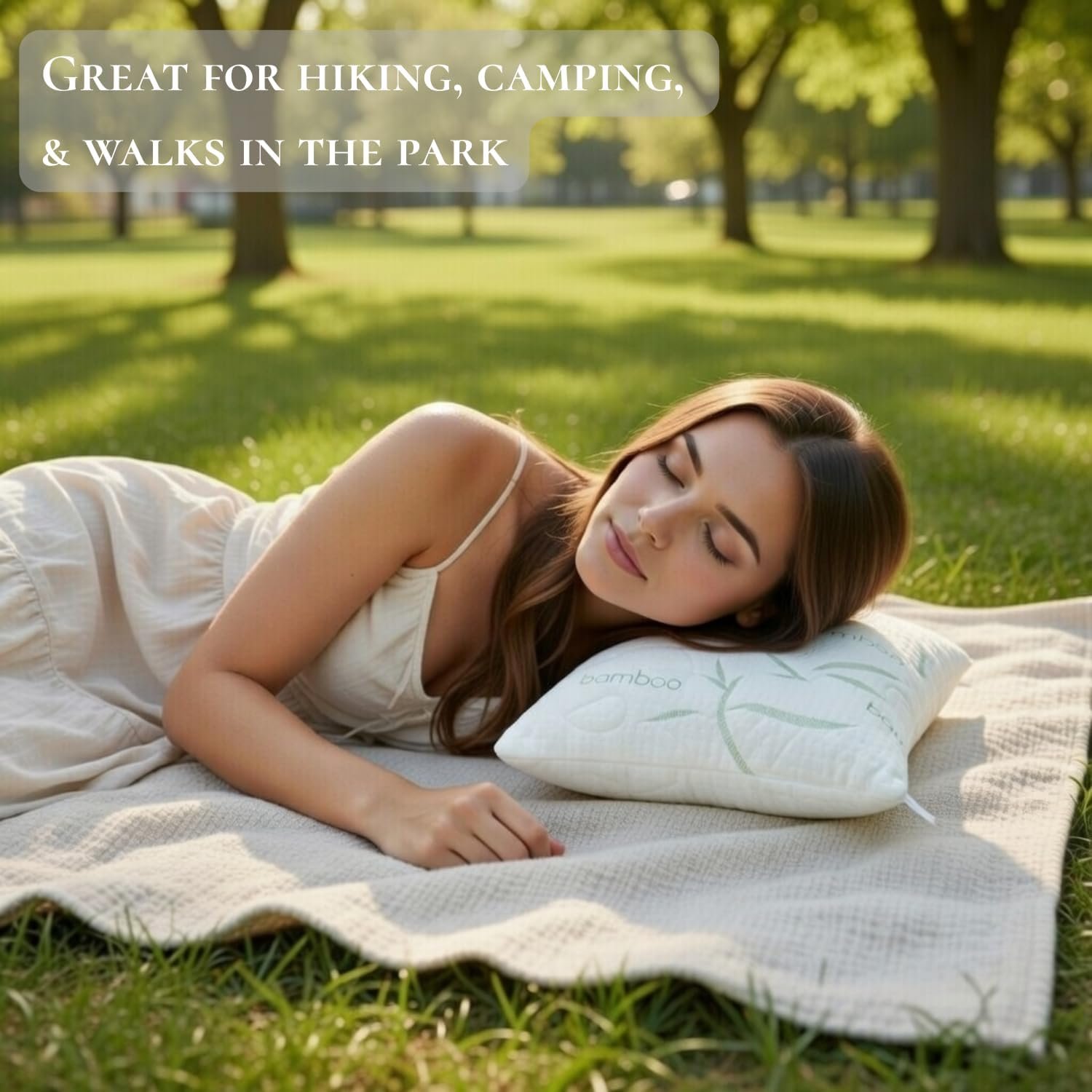 ALL THAT JAZZ Memory Foam Travel Pillow Camping Pillow Cooling Rayon Made from Bamboo and Polyester Cover Machine Washable Great for Airplanes and Cars.jpg