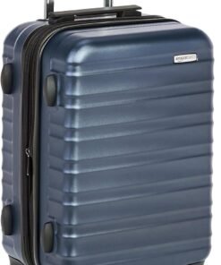 Amazon Basics 21" Hardside Carry-On Luggage with TSA Lock, Expandable, Organized Interior with Divider and Pockets, Spinner Wheels, Navy Blue