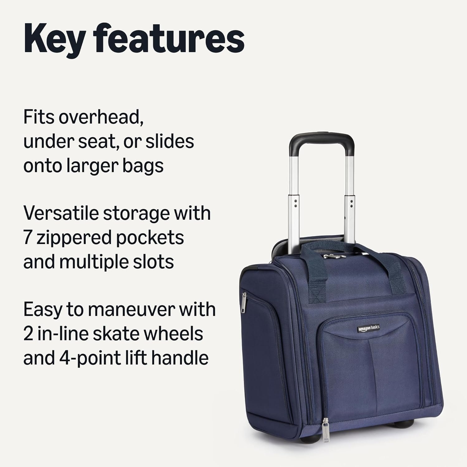 Amazon Basics Underseat Carry On Luggage with Wheels and Handle 14 Rolling Travel Bag Fits Overhead Bins Organized Compartments Navy.jpg