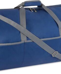Amazon Essentials Extra Large Foldable Nylon Duffel Bag for Travel/Storage with Zippered Pockets, 32.4", 150L, 50-LBS Capacity, Navy Blue (Previously Amazon Basics)