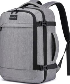 Asenlin Travel Backpack for Women Men,Flight Approved Carry On Luggage 30L Water Resistant Business Mochila Work Laptop Backpacks Fits TSA 15.6 Inch Computer College Weekender Outdoor Hiking-Grey