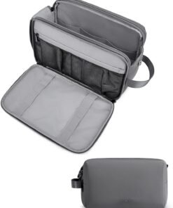 BAGSMART Toiletry Bag for Men, Travel Toiletry Organizer Dopp Kit Water-resistant Shaving Bag for Toiletries Accessories, Door Room Essentials,Grey-large
