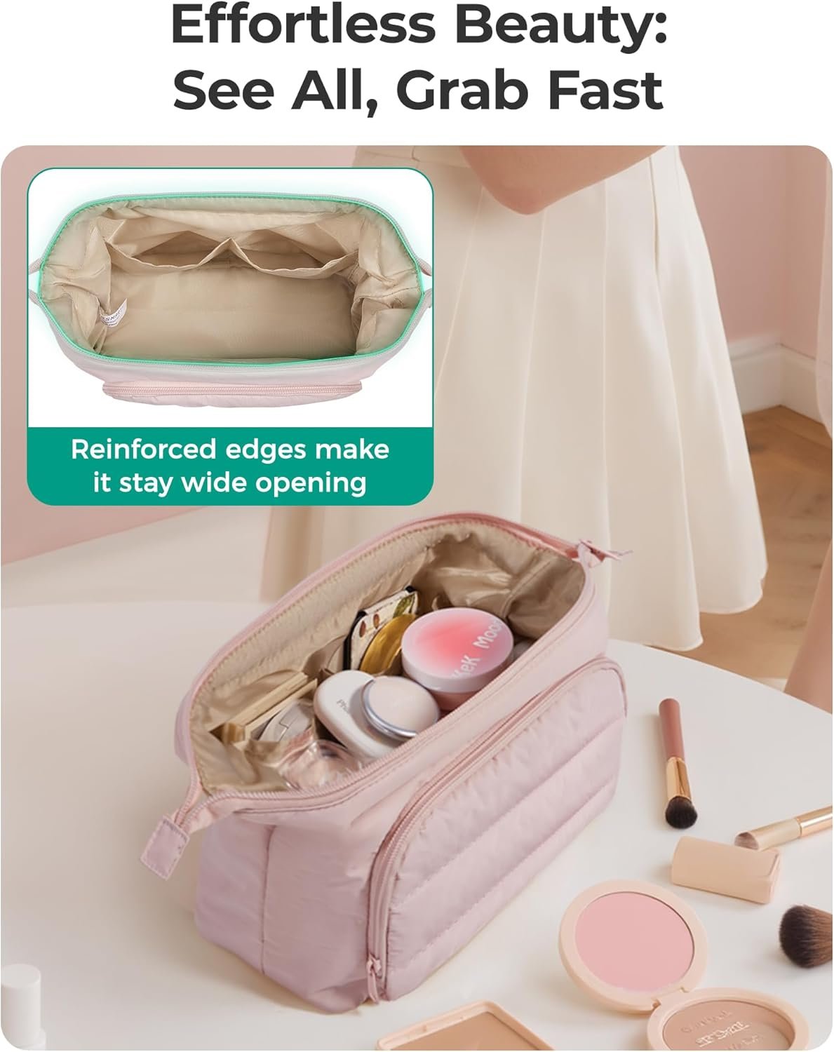BAGSMART Travel Makeup Bag Cosmetic Bag Small Make Up Organizer CaseWide open Pouch for Women Purse for Toiletries Accessories BrushesLarge Beige.jpg