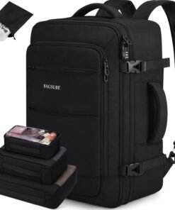 Bagsure Travel Backpack Carry On Backpack 42L Flight Approved, Expandable Laptop Backpack with Packing Cubes & Shoe Pocket, Water Resistant Luggage Backpack for Men Women, Large Backpack 20 * 14 * 7"