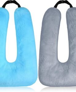 Barydat 2 Pcs Car Travel Pillow for the Back Seat 28 x 18 in Sleeping Reading Pillows for Long Distance Travel Car Cushion for Kids Adults Head and Body Support U Shaped Pad for Travel(Gray, Blue)