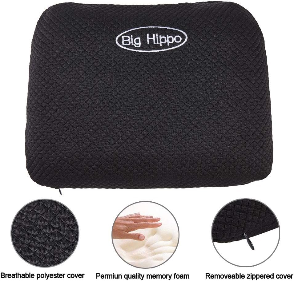 Big Hippo Memory Foam Travel Nap Pillow Soft Small Pillow with Removable Cover Black.jpg