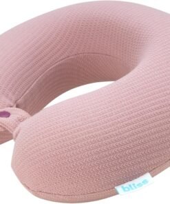 Bliss Neck Pillow - Lightweight U Shaped High Density Memory Foam Travel Neck Pillow with Snap Closure for Travelling, Size One Size, Pink Sweater Knit