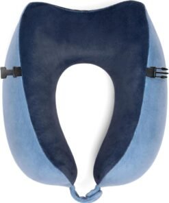 Brookstone Memory Foam Neck Travel Pillow Set - Portable Lightweight U-Shaped Stuffable Travel Neck Pillow for Car, Airplane Travels and Sleep, Size One Size, Blue