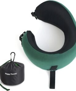 C CUSHION LAB Travel Pillow, Award-Winning Patented Ergonomic Design for Chin & Neck Support Memory Foam Neck Pillow, Compact Airplane Pillow for Traveling, Flight, Car (Hunter Green, Medium)