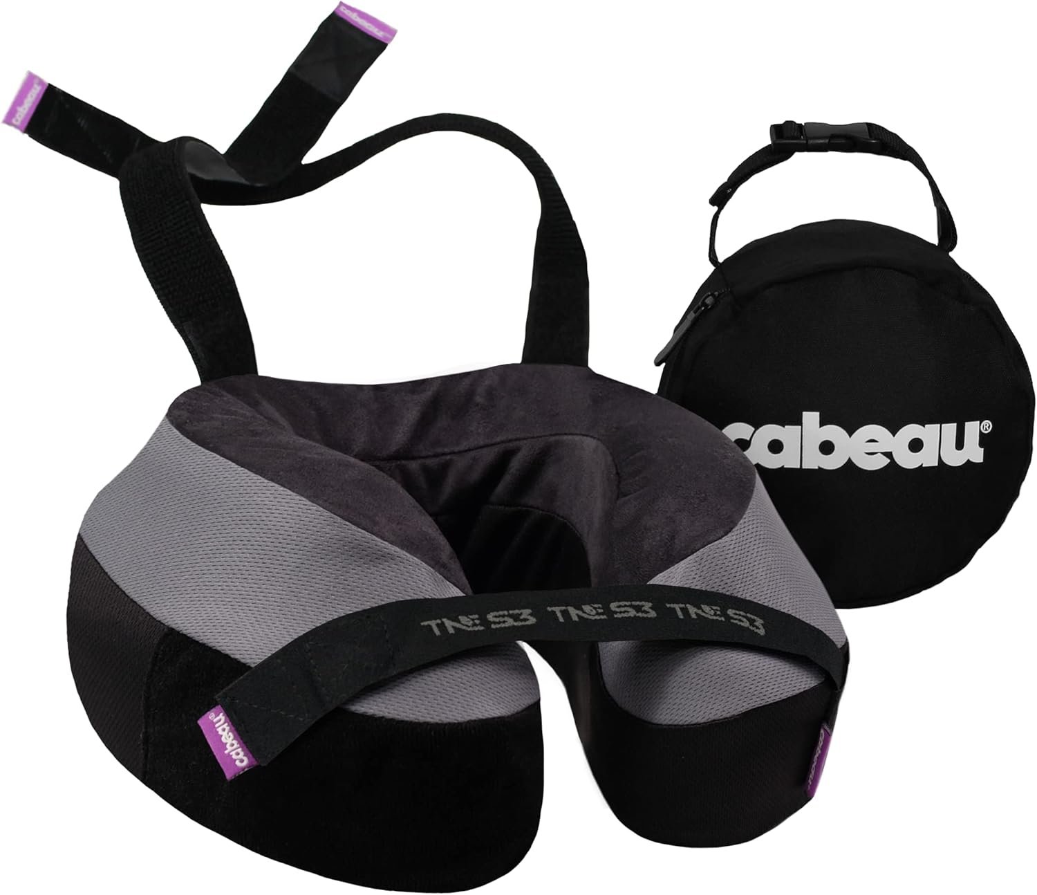 Cabeau Travel Neck Pillows for Airplanes – The Neck’s Evolution, TNE S3 – Supportive Memory Foam Design for Long Haul Flights – Attachable Seat Straps and 360° Support (Berlin Grey)