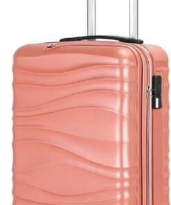 Carry On Luggage, Suitcase with Charging Port, Luggage Set, Cup Holder and Phone Holder (Rose Gold)