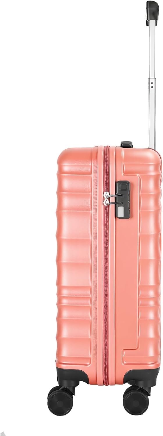 Carry On Luggage Suitcase with Charging Port Luggage Set Cup Holder and Phone Holder Rose Gold.jpg