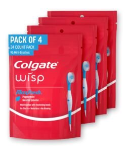 Colgate Max Fresh Wisp Disposable Mini Travel Toothbrushes, Peppermint, 24 Count (Pack of 4)