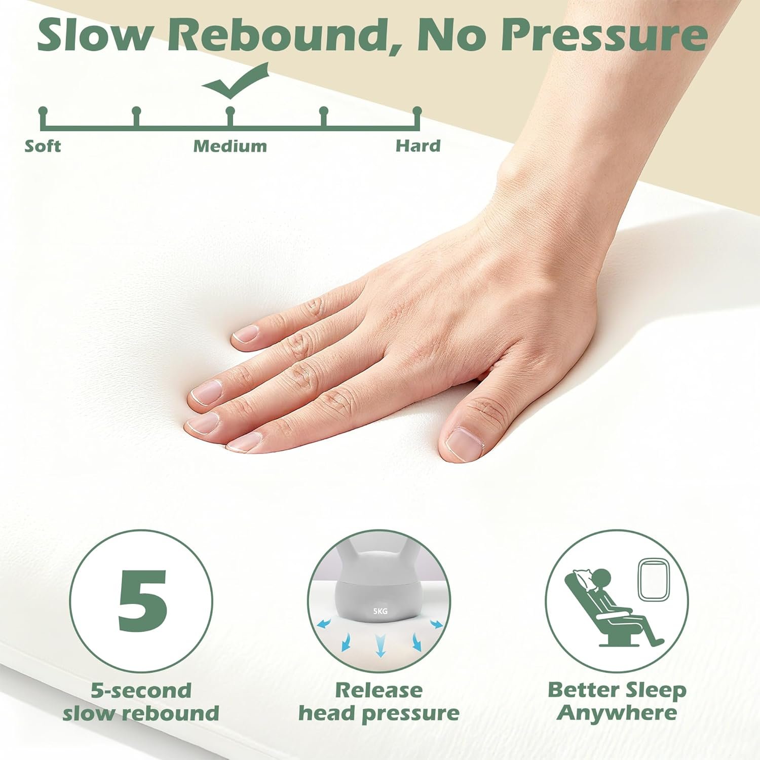 Cooling Camping Pillow Memory Foam Travel Pillow with Adjustable Buckle Strap Storage Bag Compact Small Pillow for Airplane Car Lumbar Office Washable Cooling Cover Quarry Grey.jpg