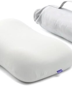 Cushion Lab Travel Deep Sleep Pillow – Compact Memory Foam Neck Pillow for Sleeping, Portable Pillow for Hotels, Camping, Side & Back Sleepers, On-The-Go – Calm Grey