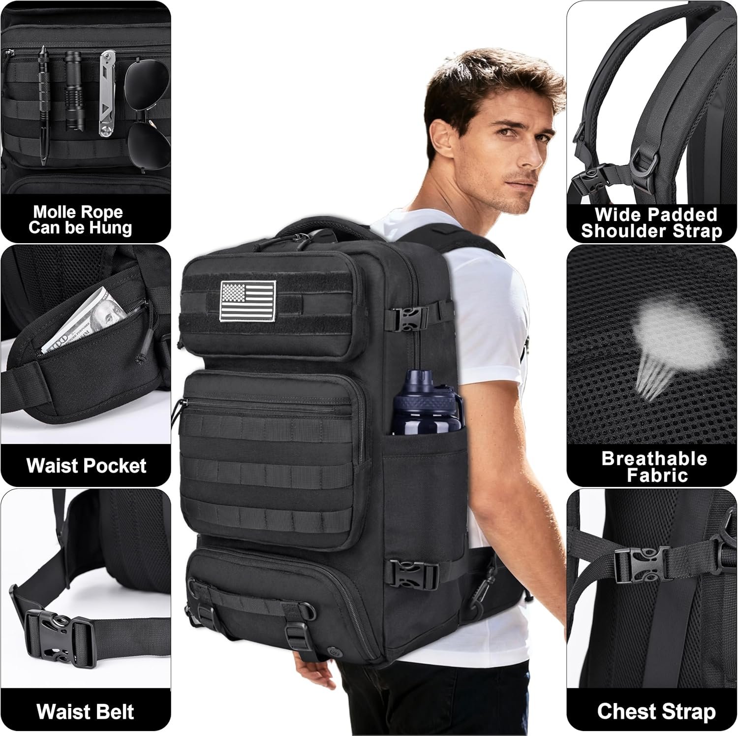 DEYACE 40L Travel Backpack Mens TSA Approved Carry on Durable Large Weekender Backpack Fits 17.3 Inch Laptop YKK Zipper AER Travel Pack with USB Charging Port Shoes Compartment.jpg