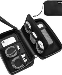Fireproof Electronics Organizer Travel Case, Water Resistant Tech Accessories Pouch, Explosion-proof Cord Storage Bag with Fireproof Zipper for Phone, Power Bank, Cables, USB, Black