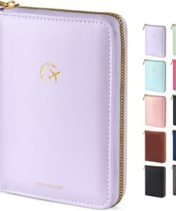 Forvencer Passport Holder Cover with Safe Zipper Closure, Premium Passport Wallet for Travel, Cute RFID Blocking Card Case, Waterproof Travel Accessories for Women, Lilac
