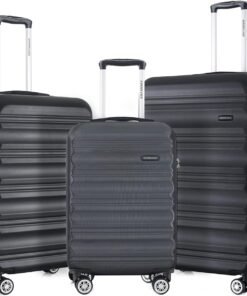 GOODLUGG Luggage Set with Spinner Wheels and TSA Lock, 3 Pieces Expandable Hardside Suitcase for Travel, Hardshell Luggage Sets, 20", 24", 28", Black