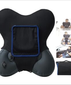 HEYDNA X-Travel Pillow - Inflatable Travel Pillow with Arm Pockets, Removable Cover, Compact for Airplane, Car, Train | Ergonomic Neck and Body Support for Comfortable Sleep Anywhere (Grey)