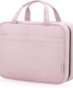 HXLGMD Travel Size Toiletry Bag for Women, Portable Cosmetic Bag with Hanging Hook, Travel Essentials Water-resistant Makeup Organizer for Accessories, Shampoo, Full-size Container, Toiletries