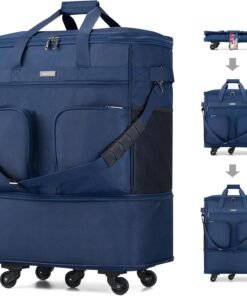Hanke Expandable Collapsible Luggage with Wheels Suitcase Luggage Rolling Travel Bag Duffel Bag for Men Women Lightweight Suitcase Large Capacity with Spinner Wheel (Blue)