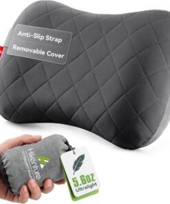 Hikenture Camping Pillow with Removable Cover - Ultralight Inflatable Pillow for Neck Lumbar Support - Upgrade Backpacking Pillow - Washable Travel Air Pillows for Camping, Hiking, Backpacking