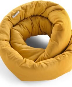 Huzi Infinity Pillow Mini - Kids Travel Neck Pillow - Machine Washable - Home Travel Flight Road Car Train Trips (Ochre Yellow)