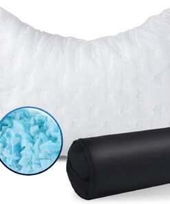 KUCEY Cooling Side Sleeper Pillow for Neck and Shoulder Pain, Luxury Shredded Memory Foam Curved Bed Pillows for Sleeping Set of 1- Adjustable Travel Pillow Size- Washable Cover Crescent White