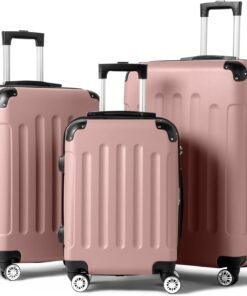 Karl home 3-Piece Luggage Set Travel Lightweight Suitcases with Rolling Wheels, TSA lock & Moulded Corner, Carry on Luggages for Business, Trip, Rose Gold (20"/24"/28")