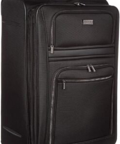 Kenneth Cole REACTION Rugged Roamer Lightweight Softside Expandable 8-Wheel Spinner Luggage, Black, 28-Inch Checked
