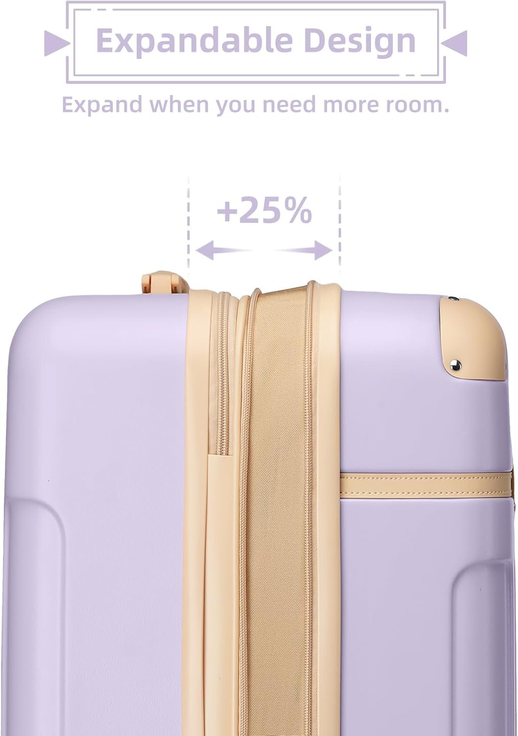 LARVENDER Luggage Sets 3 Piece Expandable Carry on Luggage 22x14x9 Airline Approved Hardshell Suitcase with Wheels TSA Lock Lightweight Suitcase Set for Women with Travel Backpack Lavender.jpg