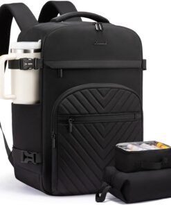 LOVEVOOK 40L Travel Backpack for Women Men, TSA Personal Item Travel Bag Fits 17.3inch Laptop, Waterproof Airline Approved Carry On Luggage With 2 Cubes for Weekender Hiking Business, Black