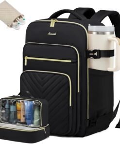 LOVEVOOK Large Travel Backpack for Women, Carry On Bag Flight Approved, 40L TSA Personal Item Travel Bag with 3 Packing Cubes, Waterproof 17 Inch Laptop Hiking Casual Bag Backpack