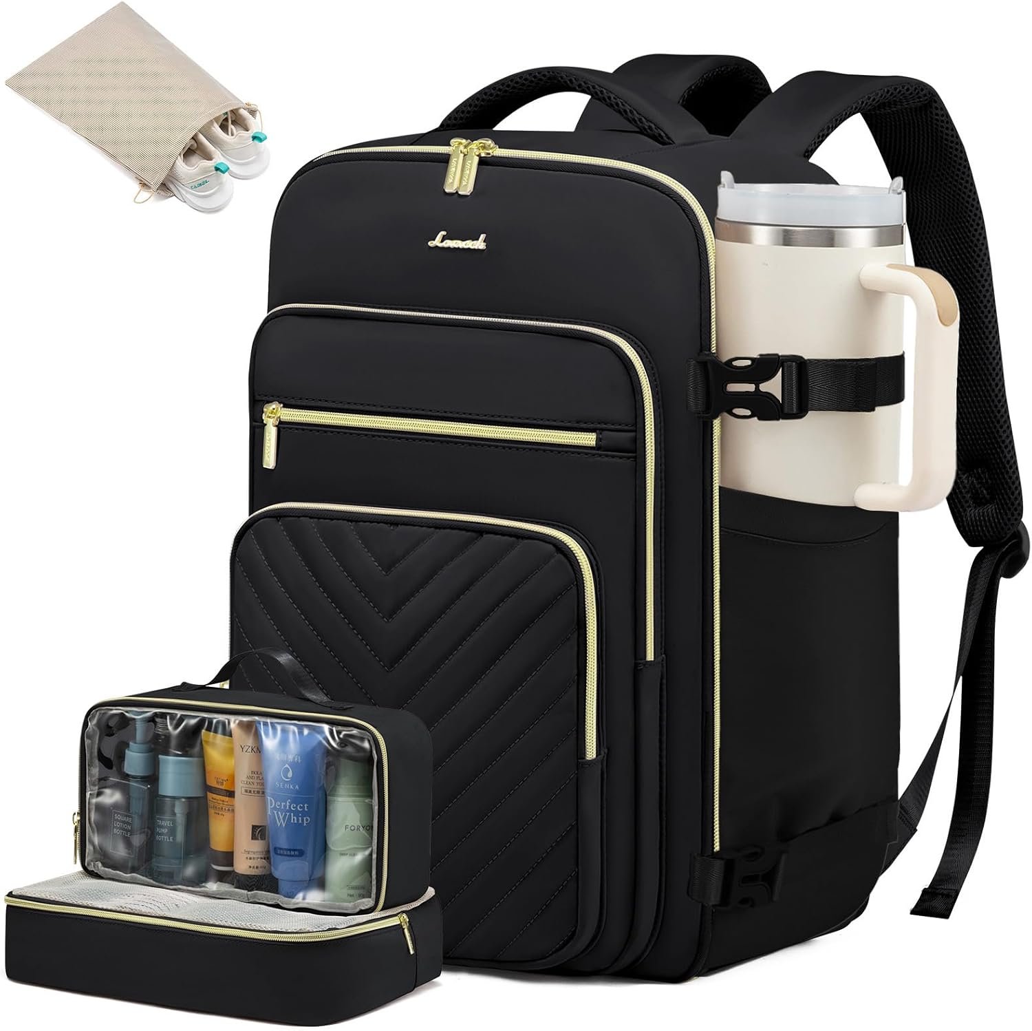 LOVEVOOK Large Travel Backpack for Women, Carry On Bag Flight Approved, 40L TSA Personal Item Travel Bag with 3 Packing Cubes, Waterproof 17 Inch Laptop Hiking Casual Bag Backpack