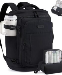 LOVEVOOK Travel Backpack for Women & Men, 25L Airline Approved Personal Item Carry On Backpack, Lightweight with 2 Packing Cubes, Waterproof Daypack for Work, Gym & Weekend Travel, Black