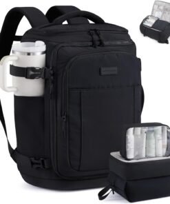 LOVEVOOK Travel Backpack for Women & Men, 40L TSA Approved Carry On Backpack with 3 Packing Cubes, Waterproof Weekender Overnight Bag for 2-4 Day Trips, Business & Travel Essentials, Black