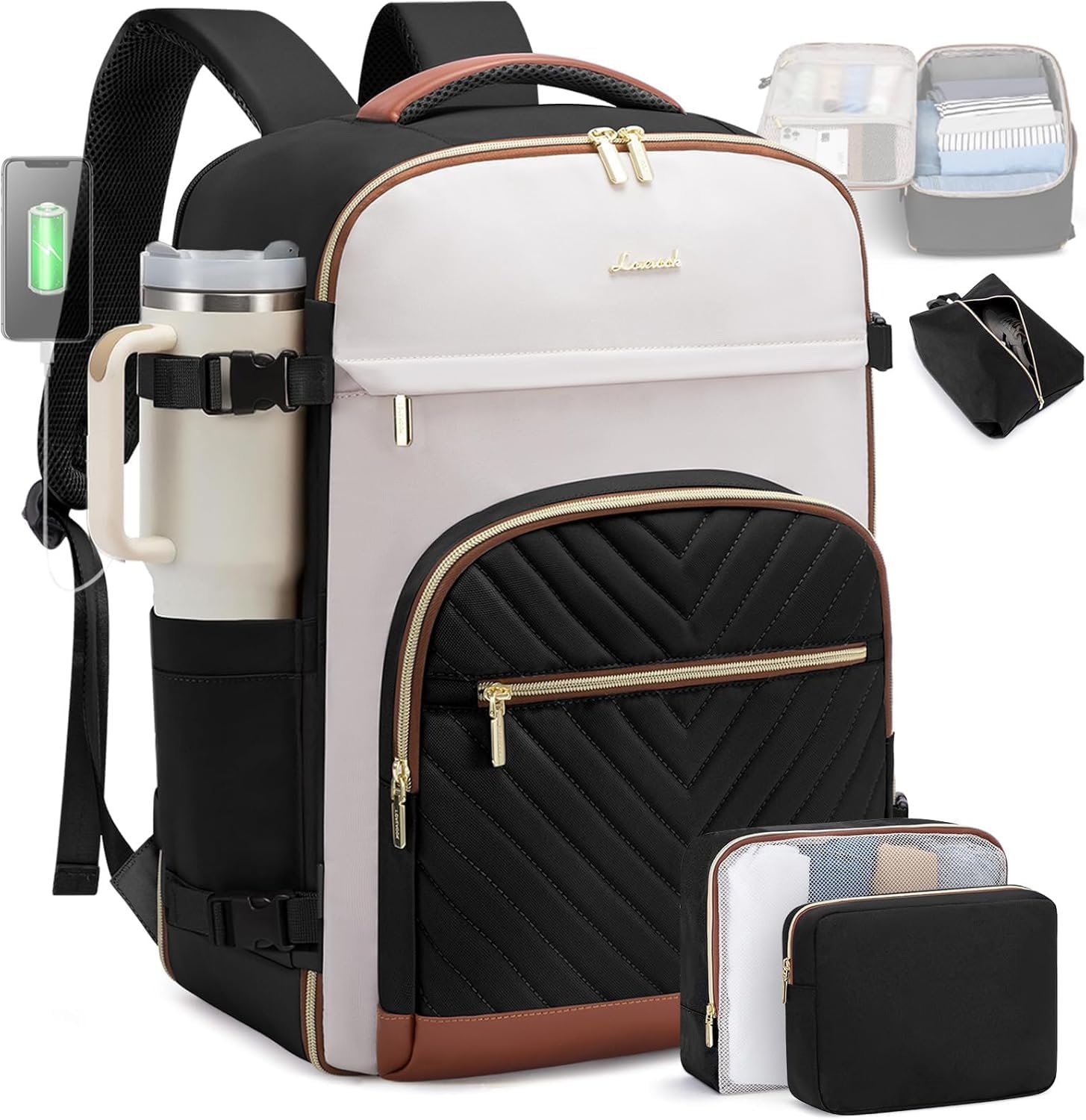 LOVEVOOK Travel Backpack for Women,35L Carry On Backpack for Airplanes,15.6 Inch Laptop Personal Item Travel Bag,TSA Approved Carry On Luggage,Waterproof Weekender Business Hiking Bag
