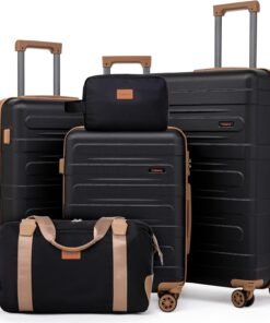 Luggage Sets 5 Piece Durable Suitcase Set with Spinner Wheels, Hard Shell Carry on Luggage with TSA Lock, Large Checked Travel Suitcases for Men and Women