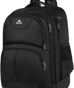 MATEIN Rolling Backpack, 17 inch Water Resistant Wheeled Laptop Backpack, Carry on Luggage Business Bag, Overnight College Computer Bag Trolley Suitcase for Men Women Adults to Travel, Black
