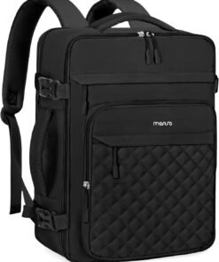 MOSISO Travel Backpack for Women Men, 17-17.3 inch Rhombus Quilted Laptop Backpack Flight Approved with Packing Cubes, Carry on Daypack with USB Port for College Work Business, Black