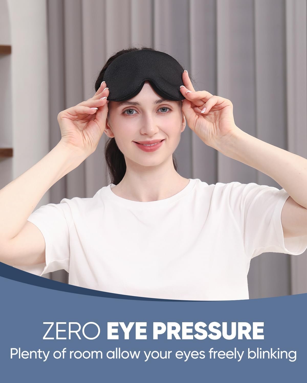 MZOO Luxury Sleep Eye Mask for Side Sleeper Men Women Zero Eye Pressure 3D Sleeping Mask Light Blocking Patented Design Night Blindfold Soft Eye Shade Cover for Travel Black.jpg