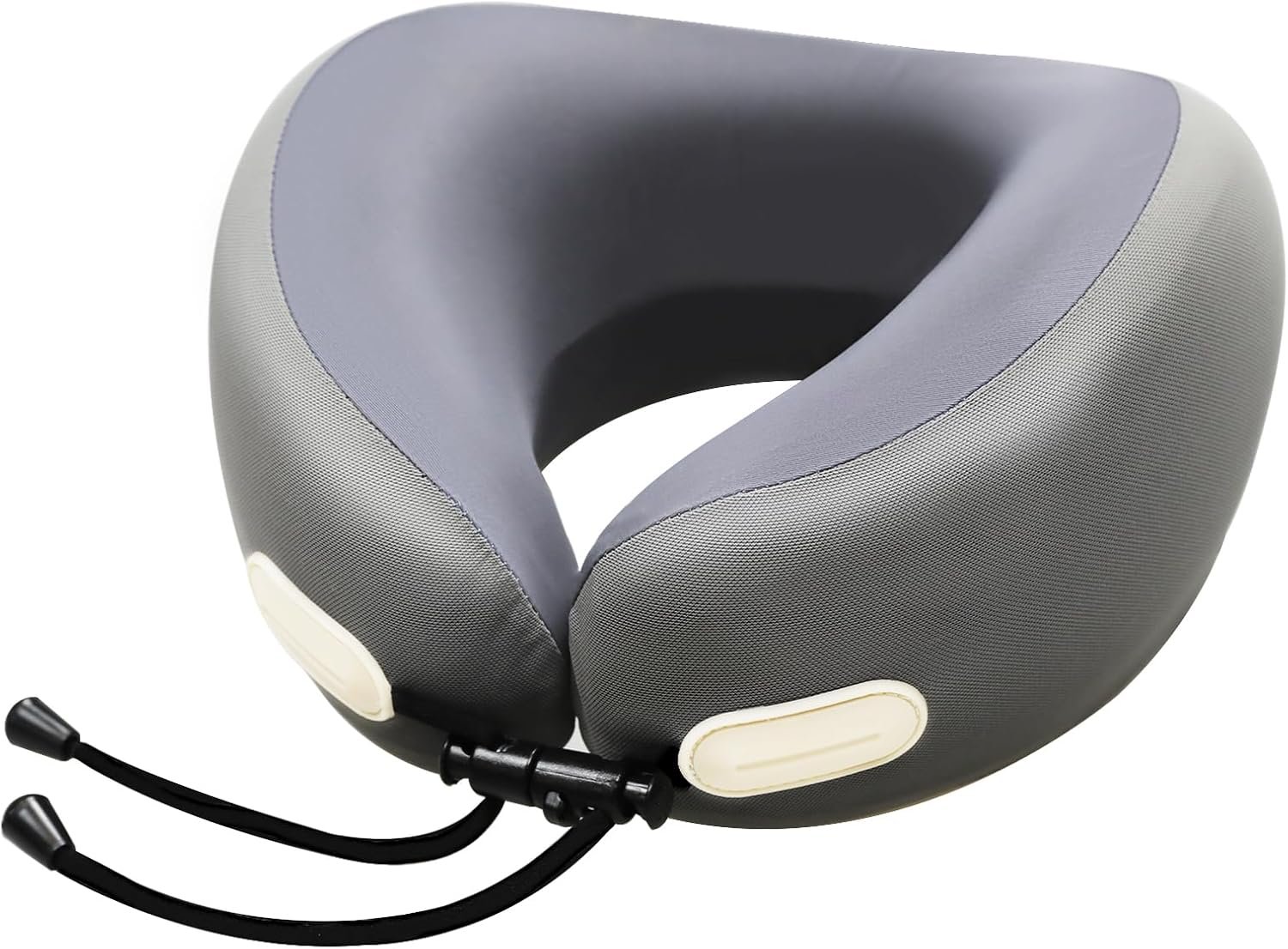 Memory Foam Travel Neck Pillow - 100% Pure Support for Airplane, Office & Car, Portable with Travel Bag, Washable Dark Grey Cover