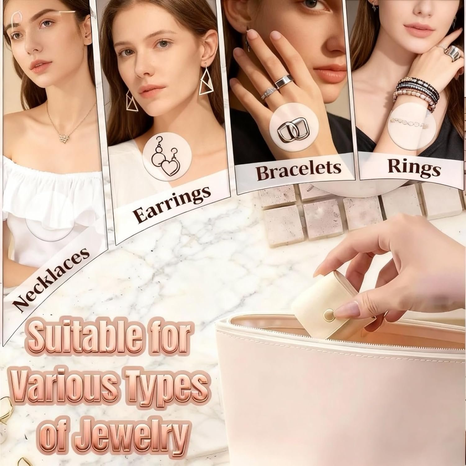 Mini Travel Jewelry Bag Mini Jewelry Travel Case Multifunctional Folding with Buckle Portable Jewelry Pouch for Travel Essentials Earrings Rings Necklaces White1.jpg