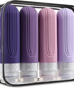 Mrsdry Travel Bottles for Toiletries, Tsa Approved 3oz Travel Size Containers BPA Free Leak Proof Refillable Liquid Silicone Squeezable Travel Accessories for Shampoo Conditioner Lotion (4 Pack)