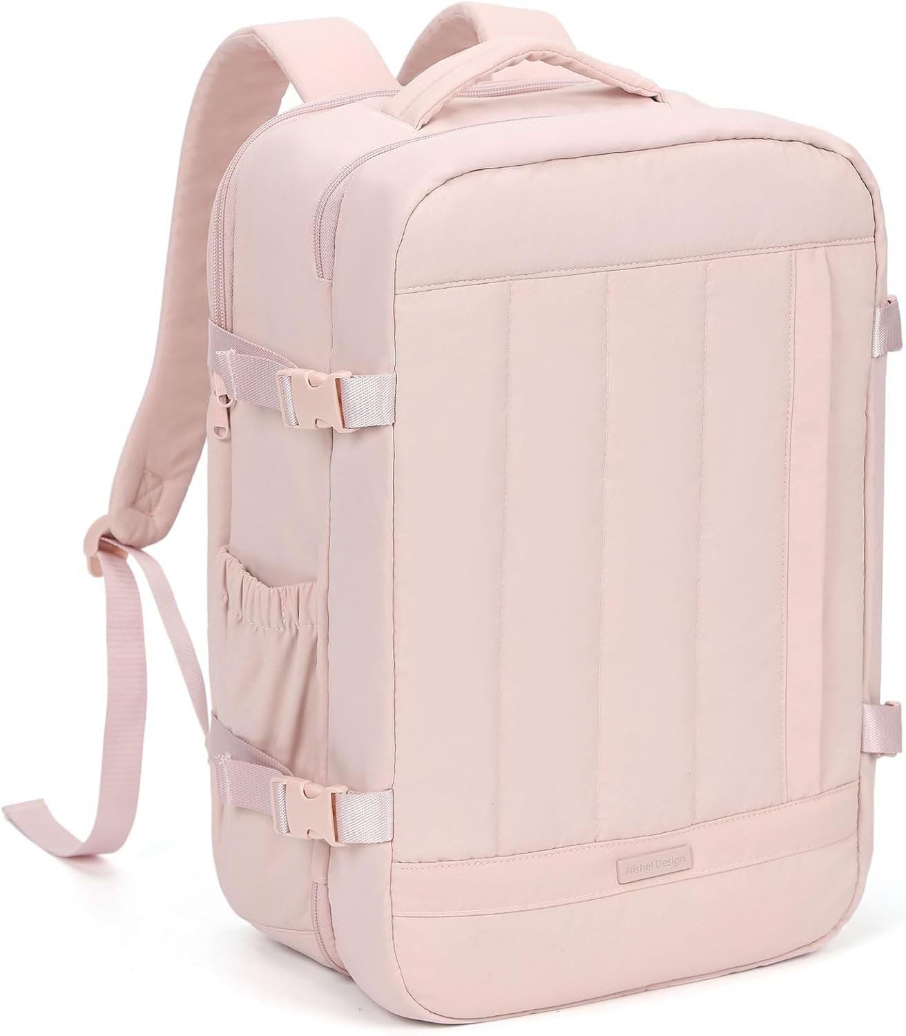 NISHEL Carry On Backpack for Women, 28.3L Travel Backpack with Suitcase-Style Opening, Travel Bag fits 15.6 Inch Laptop, Flight Approved Weekender Bag for Business, PINK