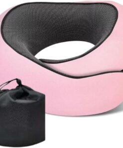 Neck Travel Pillow for Airplanes | 100% Pure Memory Foam Travel Neck Pillow, Comfortable Breathable Cover 360° Support for Flight Headrest Sleep, Cars, Portable Plane Accessories for Adult & Kid -Pink