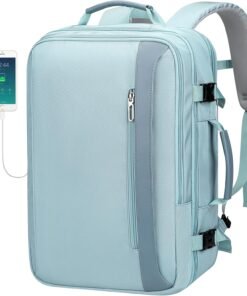 PIJUSHI Travel Backpack for Women Expandable Carry on Luggage Backpack Airline Approved TSA 16" Laptop Bag Business with USB Port(PE034 Blue)