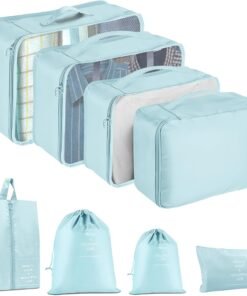 Packing Cubes for Travel - 8 Set Luggage Organizer Bags for Family, Mesh Breathable Travel Essentials Bags Set Durable Travel Packing Cubes for Suitcases